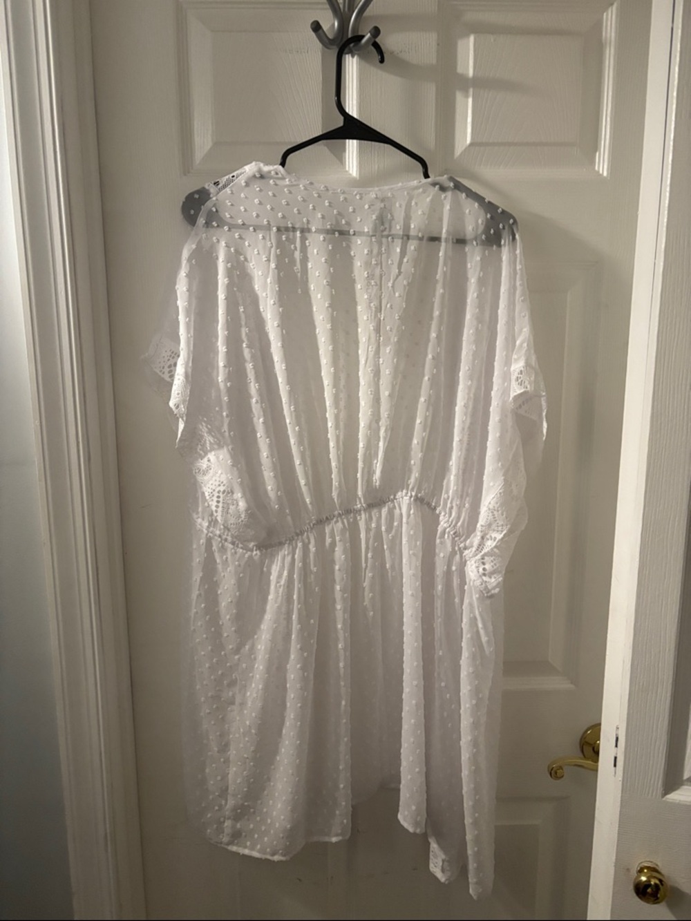 White Swiss Dot Sheer Swim Coverup - Picture 3 of 3